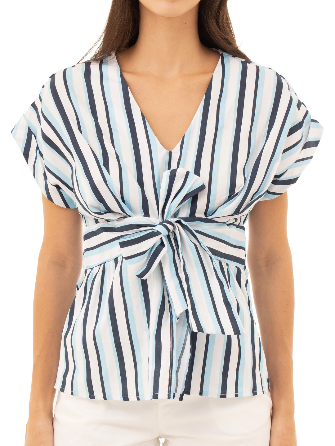 Blusas para mujer con manga guardapolvo y lazo frontal