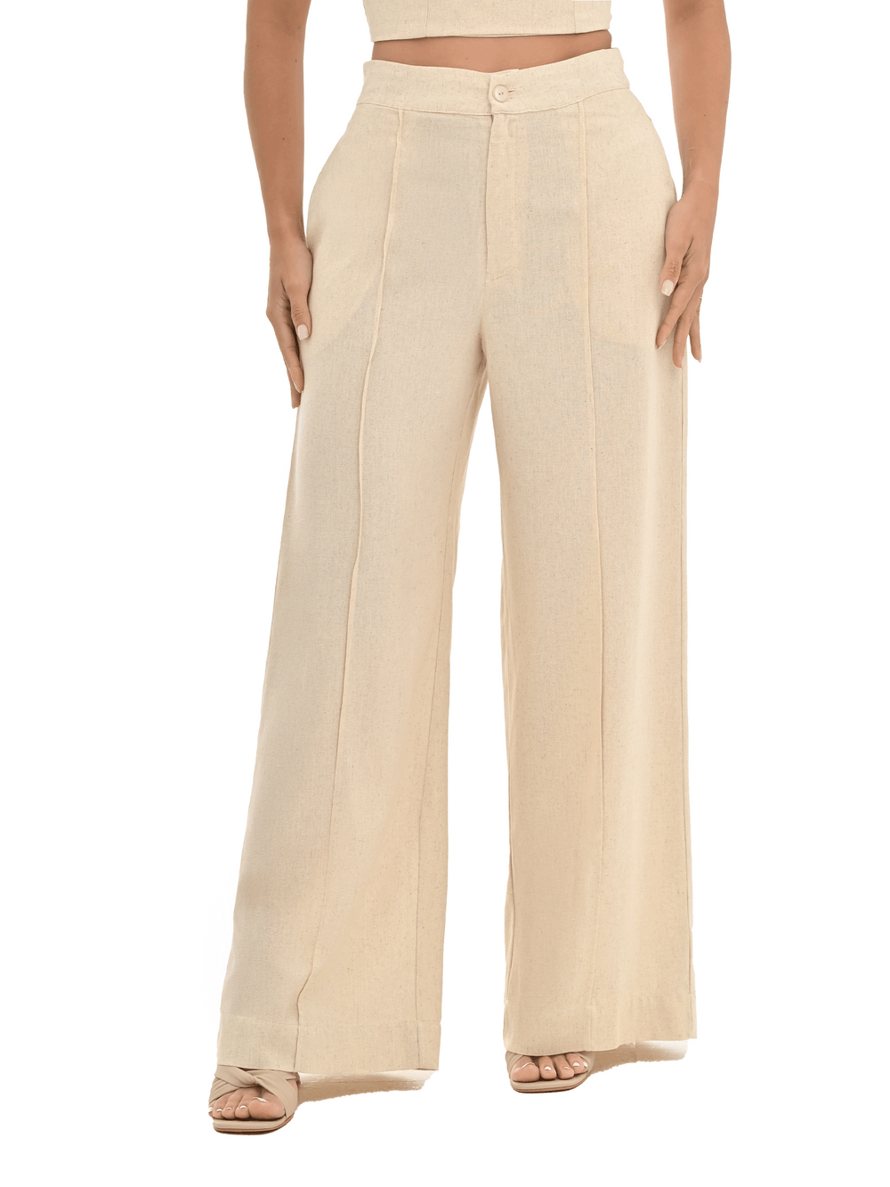pantalon ancho para dama en lino rayón con caída natural y diseño elegante