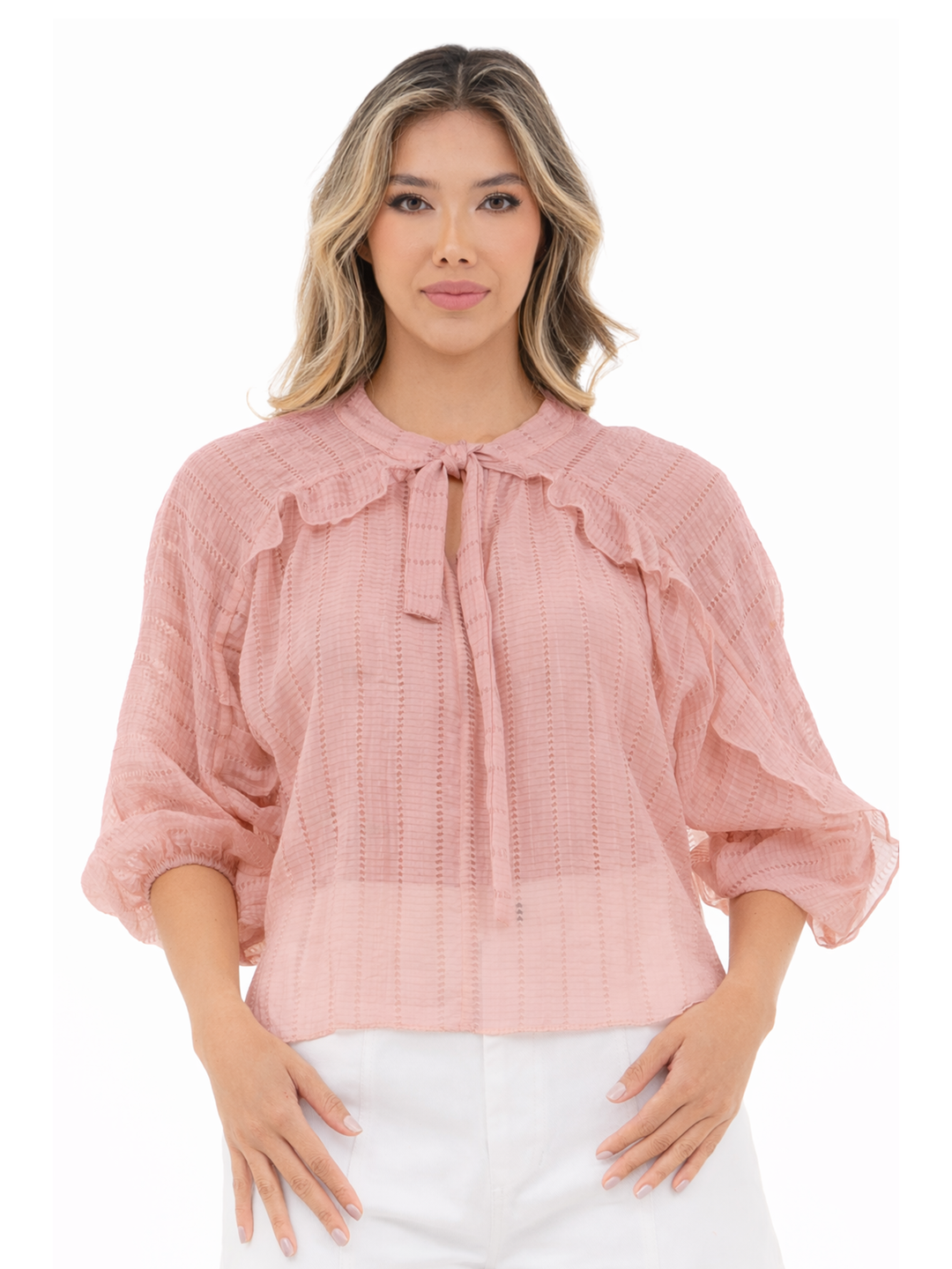 Blusa para dama con puños elásticos y estilo moderno