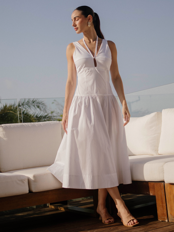 Vestidos midi con diseño elegante y falda fruncida para eventos