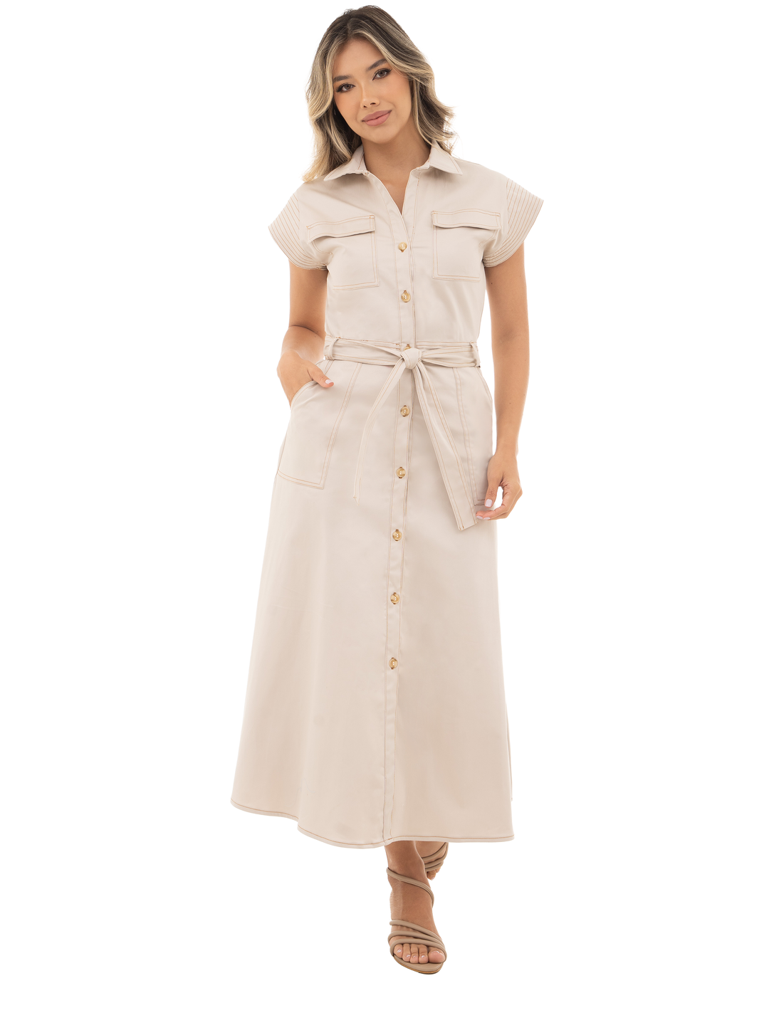 vestido elegante para mujer con cintura ajustable y estilo moderno